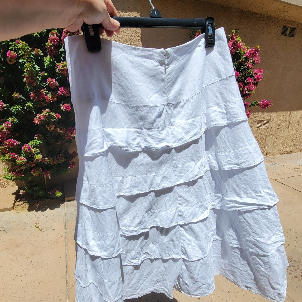 Talbots white linen layered fully lined Skirt size 6 - Picture 2 of 10